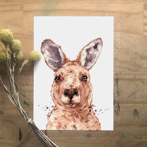 artbrush Aussie animal portrait series 'Kangaroo' print