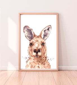 artbrush Aussie animal portrait series 'Kangaroo' print