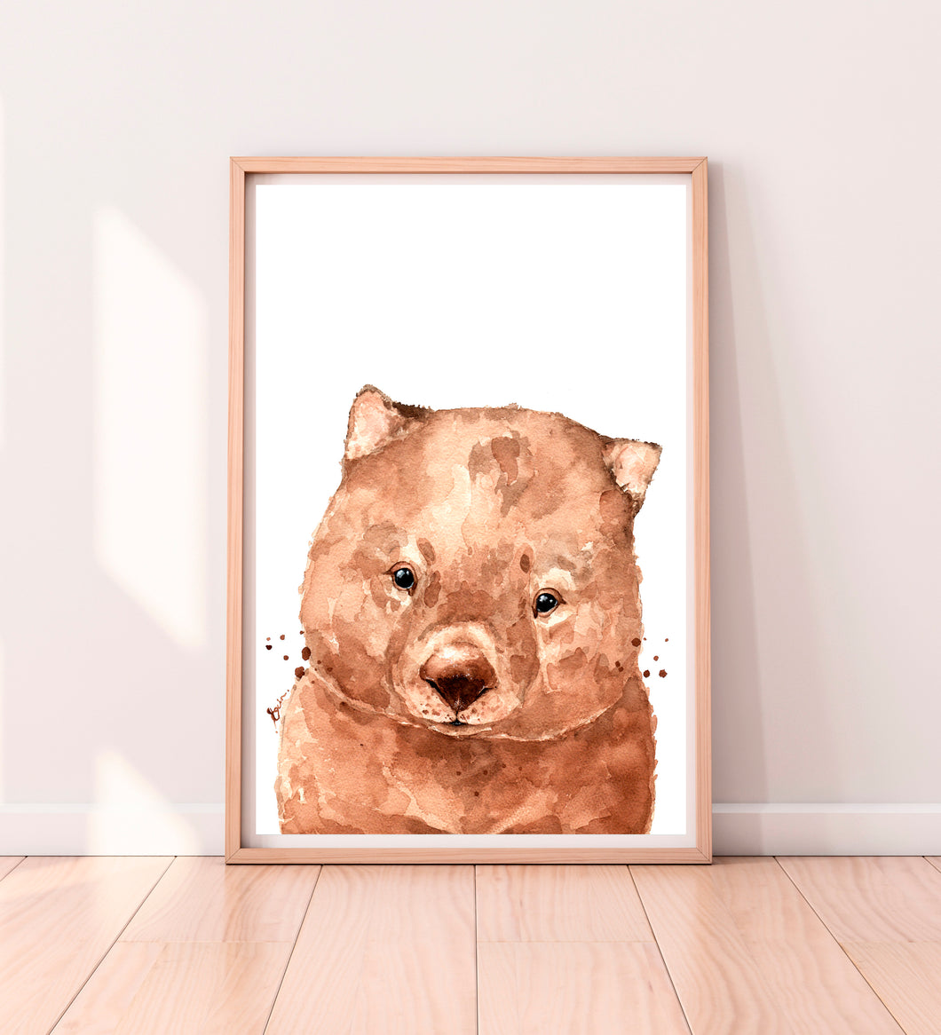 artbrush Aussie animal portrait series 'Wombat' print