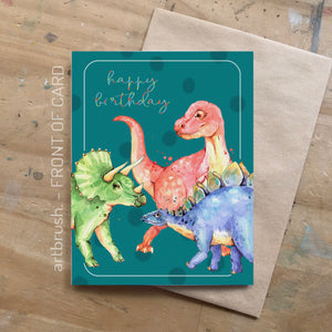 artbrush 'Happy Birthday - Dinosaur' card