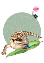 artbrush Oz Series 'BLUE TONGUE LIZARD AND OTWAY BLACK SNAIL' print