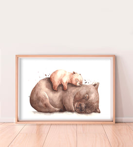 artbrush 'Mother's Day 2021' print (wombat mother and baby)